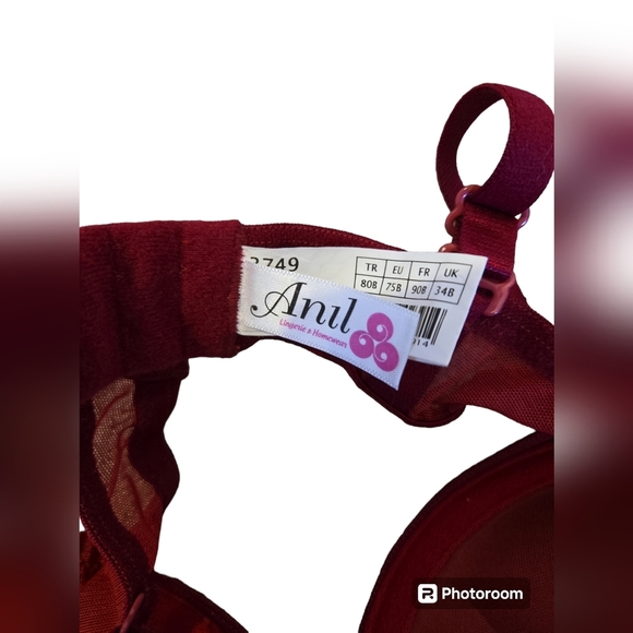 ANIL Sexy Wine Red Push Up Bra - Picture 5 of 7